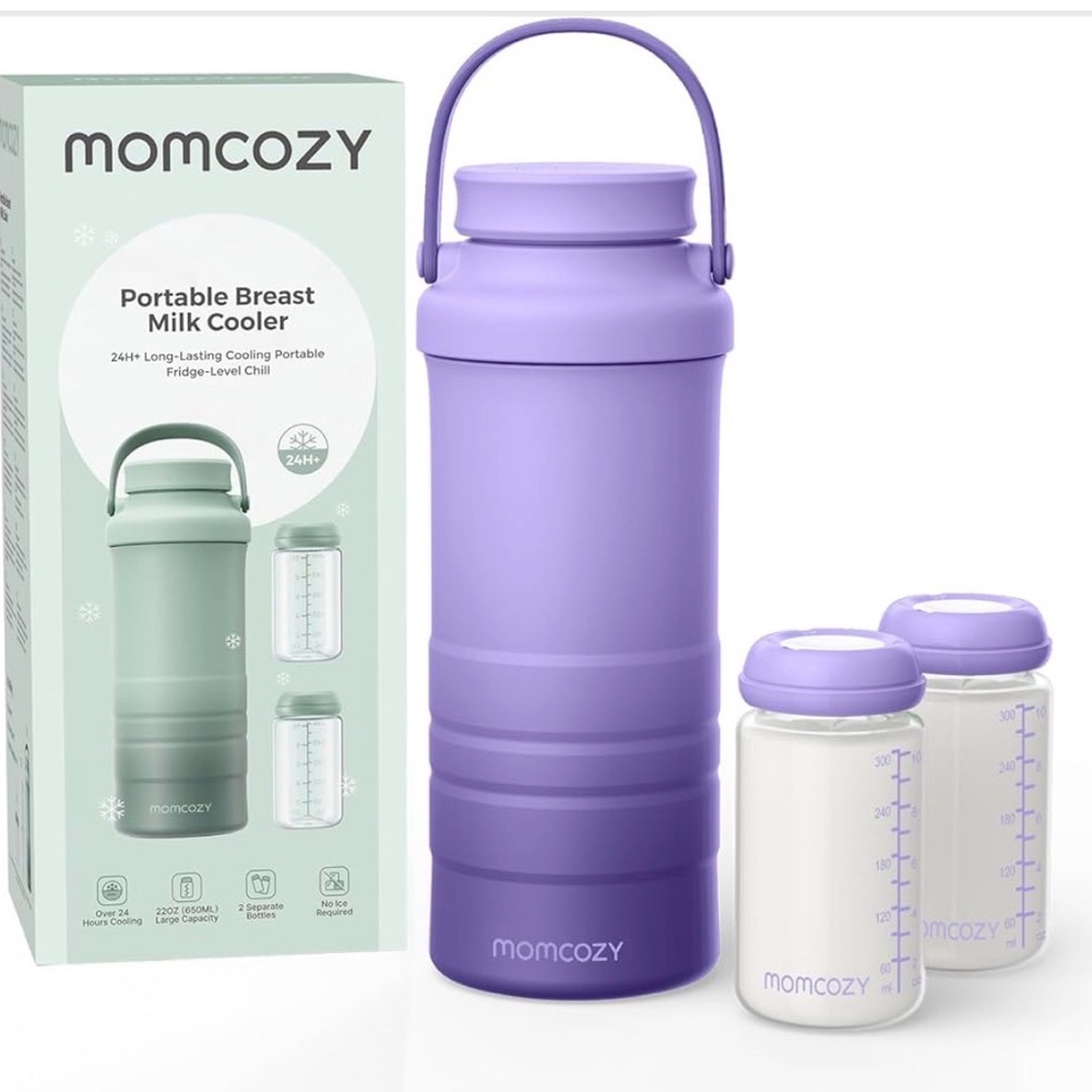 Momcozy Portable Breast Milk Cooler Storage Bottle - 22oz Purple
